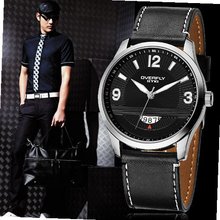 Elegant Personality Quartz Male Simplicity Fashion Cool Temperament Leisure Analog Display Black Leather Belt White Number Round Surface WE8533G-B