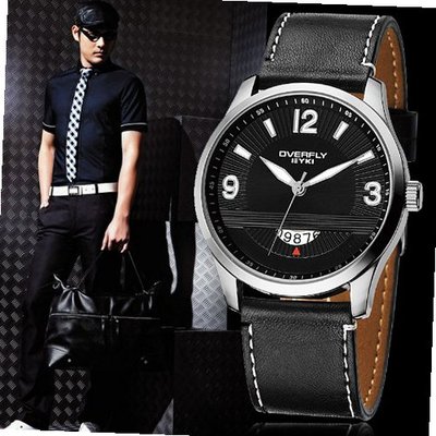 Elegant Personality Quartz Male Simplicity Fashion Cool Temperament Leisure Analog Display Black Leather Belt White Number Round Surface WE8533G-B