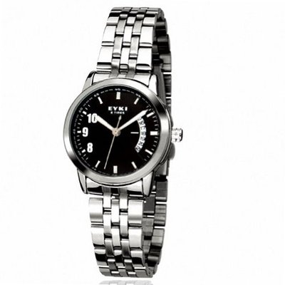 EYKI Calendar Stainless Steel Quartz Analog Wrist EET8408AGL Black Face
