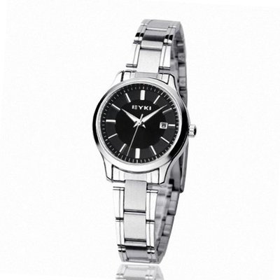 EYKI Calendar Stainless Steel Quartz Analog Wrist EET8598AGL Black Face