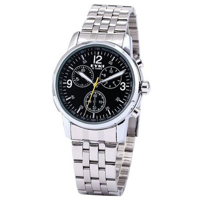 EYKI Casual Black Dial Stainless Steel Arabic Number Dress Quartz Wrist EKI038