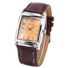 EYKI Classic Rectangle Dial Brown Leather Band Couple Dress Wrist EKI059
