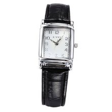 EYKI Elegant Rectangle Dial Leather Band Couple Quartz Dress Wrist EKI056