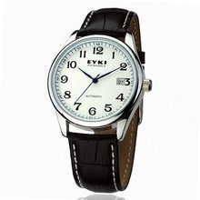 EYKI Leather Automatic Mechanical Wrist EFL8500G Black Band White Face