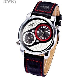 EYKI Stylish Dual Time Zone GMT Leather Band Sport Japan Quartz EKI100