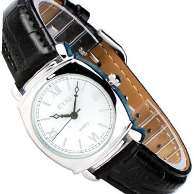 Roman Numerals Lady Retro Leisure Fashion Latest Hot Sale Black Leather Belt White Dial Analog Display Quartz Movement WE3696L