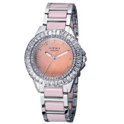 uEYKI Fashion Lady Analog Display Warm Diamond Surface Quartz Movement Stainless Steel Ceramic Art Luxury WE8423L Pink Color 
