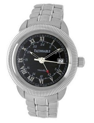 Faconnable Stainless-Steel Travel with Black Dial