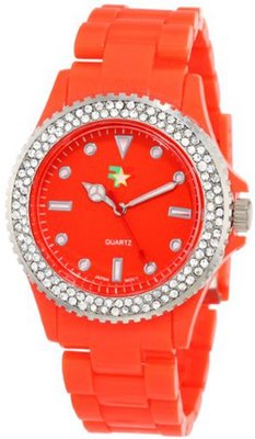 Fancy Face FF0040OR Candy Collection "Finley" Orange Stone Bezel Plastic Bracelet