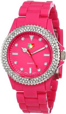 Fancy Face FF0040PI Candy Collection "Finley" Pink Stone Bezel Plastic Bracelet