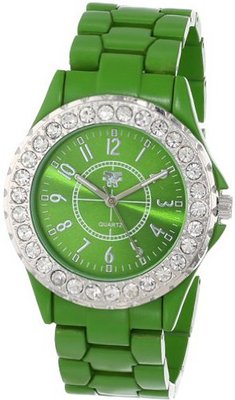 Fancy Face FF261-GR Green Stone Bezel Metal Bracelet