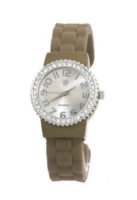 Fancy Face FF279-BZ Bronze Stone Bezel Silicone Bangle