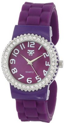 Fancy Face FF279-PU Purple Stone Bezel Silicone Bangle