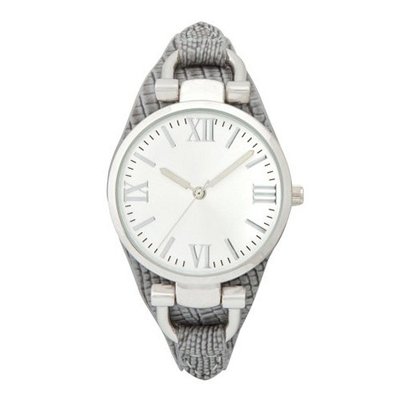 Lizard Embossed Tapered Cuff Strap Boyfriend , Gray