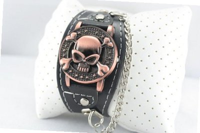 New in Box Flip TOP Skull Unisex Black Leather Punk Rock