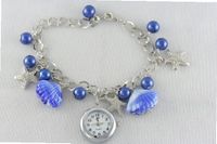 New in Box Ladies Dark Blue Pearl Bead Shell Starts Charm Bracelet Ladies Girls Fashion