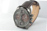 New in Box Oulm Titanium Black Genuine Brown Leather 2 Timer Oversize Military Cool