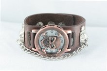 New in Box Wide Cuff Flip TOP Genuine Brown Leather Unisex Punk Rock Rare