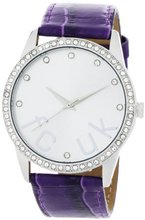 FCUK FC1053SS Purple Leather Strap Stainless Steel