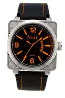 FCUK FC1066SBO Stainless Steel Black Leather