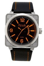 FCUK FC1066SBO Stainless Steel Black Leather