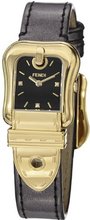 Fendi B. Fendi Ladies Black Diamond Dial Yellow Gold Plated F380421021D1