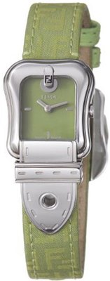 Fendi B. Fendi Ladies Green Fabric Leather Strap Buckle Shaped F370288F