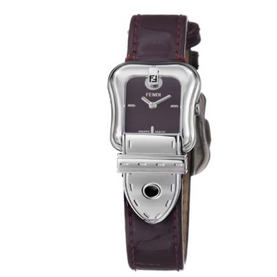 Fendi B. Fendi Ladies Shiny Dark Red Leather Strap Buckle Shaped F370277