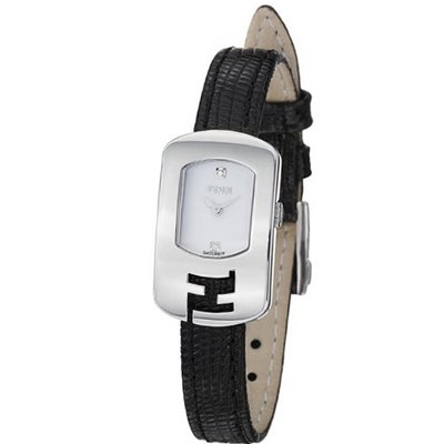 Fendi Chameleon Ladies White Dial Black Leather Strap Diamond F300024011D1
