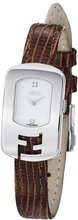 Fendi Chameleon Ladies White Dial Brown Leather Strap Diamond F300024021D1