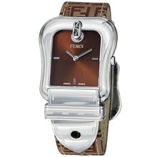 Fendi F370122F B. Fendi Brown Logo Embossed Fabric Strap