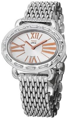 Fendi Selleria Ladies Oval Silver Dial Stainless Steel F83336HBR8153