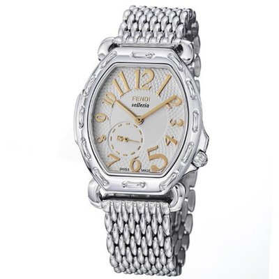 Fendi Selleria Tonneau Ladies White Face Stainless Steel F84234H-BR8153