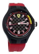 Ferrari 0830002 scuderia pit crew black chequered dial with ferrari logo red silicone band men New