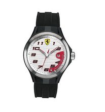 Ferrari 0830013 Lap Time Black Silicone Strap White Dial