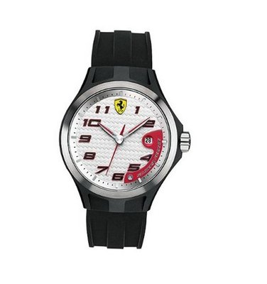 Ferrari 0830013 Lap Time Black Silicone Strap White Dial