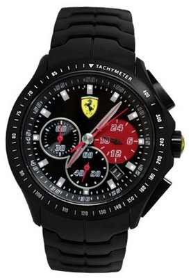 Ferrari 0830084 Scuderia Textures of Racing Chrono Black Red Steel  NEW
