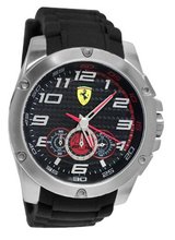 Ferrari 0830088 Scuderia SF104 Chrono Black Dial Black Silicone  NEW