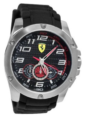 Ferrari 0830088 Scuderia SF104 Chrono Black Dial Black Silicone  NEW