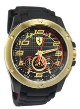 Ferrari 0830089 Scuderia SF104 Chrono Black Dial Silicone Gold  NEW