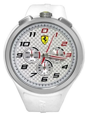 Ferrari 0830102 Scuderia Ready Set Go Chrono White Red Silver  NEW
