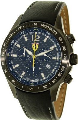 Ferrari FE-07-GUN-FC Black Leather Analog Quartz with Black Dial