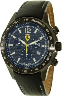 Ferrari Scuderia Carbon Fiber Dial Chronograph Black Leather FE-07-IPGUN-CP-FC