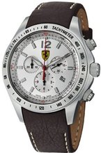 Ferrari Scuderia Silver Dial Chronograph Brown Leather FE-07-ACC-CP-SL