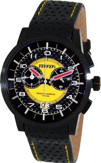 Ferrari Yellow Dial Chronograph Black Leather FE-11-IPB-CP-YW