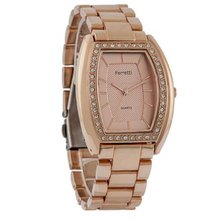 Ferretti FT11401 - Dress - Rose-tone Bracelet with Cubic Zirconia Tonneau Dial