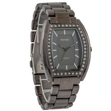 Ferretti FT11403 - Dress - Gunmetal Bracelet with Cubic Zirconia Tonneau Dial