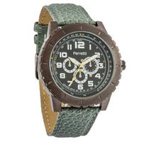 Ferretti FT12002 - Dress - Silver-Tone Case & Green Leather Band - Chronograph Style