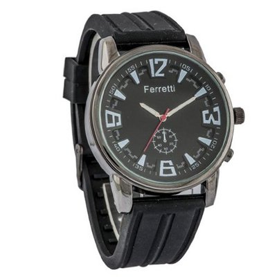 Ferretti FT12101 - Casual - Black Rubber Band & Black Dial and Gunmetal Case