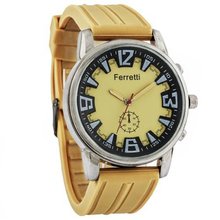 Ferretti `s FT12103 - Casual - Mustard-tone Dial & Rubber Band - Silver Case